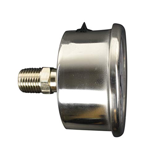 2" Pressure Gauge, Stainless Steel Case, Chrome Plated Brass Connection, Liquid Filled, 0-60 psi/kPa, Back Mount 1/4" NPT