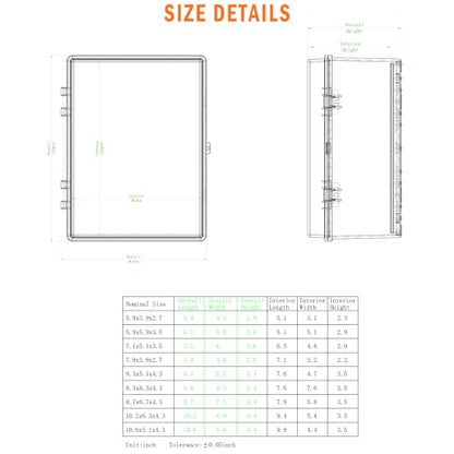 Electrical Junction Box, IP67 Waterproof Outdoor Box ABS Plastic Enclosure with Stainless Steel Latches & Brackets, Hinge Black Cover Project Box with Mounting Plate 8.3"x8.3"x5.1" - color: Black, size: 8.3"x8.3"x5.1"