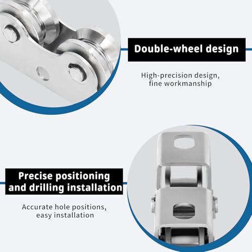 Groove Wheel V-Shaped, Sliding Gate Rollers Detachable Track gate Wheels, Double Bearing Caster with Bracket, Steel Heavy Duty Rigid Roller