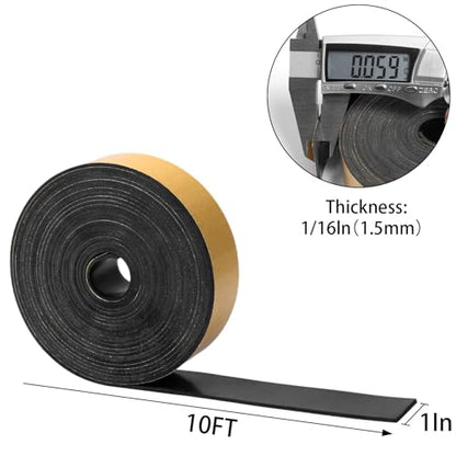 DGSL Self-Adhesive Neoprene Rubber Strip, 1" x 1/16" x 10' Roll - color: With Adhesive, size: 1" Wide x 1/16" Thick x 10' Long