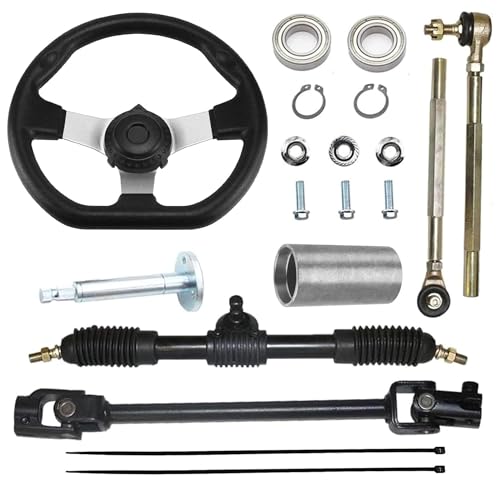 PRO BAT 270mm/10.6'' Go Kart Front Steering Wheel Assembly - size: 10.6'' Steering Wheel 16.5'' Gear Rack Pinion Kit