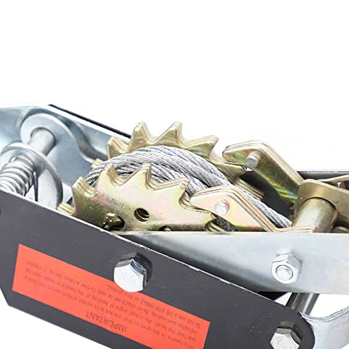 Hand Winch, 2T Wire Rope Power Puller Tighten Tool Mini Tightener with Double Hook Lifting Tool for Construction, Highway, Bridge