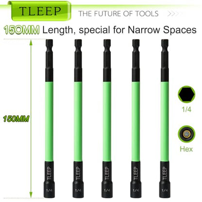 150mm 1/4" Magnetic Nut Driver Set for Impact Drill, 1/4" Hex Shank - size: F.1/4"