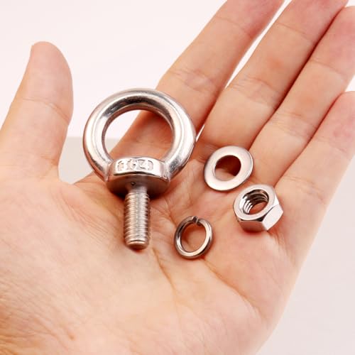 10 Pack M10 x 16mm Threaded Eyebolts with Nuts Washers,Stainless Steel Marine Grade Shoulder Eye Bolt,Eyebolts for DIY, Furniture,Swing, and Outdoor Use (M10 x 16mm) - size: M10 x 16mm