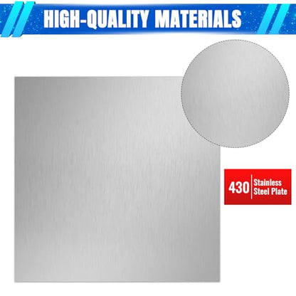 0.8mm Stainless Steel Sheet 4x4 Inch, 430 Magnetic Stainless Steel Plate, 20 Gauge Metal Sheet for Wall, DIY, Crafts, Jewelry, Electrical Repair (2 Pack) - size: 4" x 4"-20 Gauge(0.8mm)