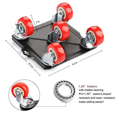 Heavy Duty Furniture Dolly with 5 Wheels, 3300 lbs Load Capacity for Easy Moving and Storage, Furniture Lift Mover Tool Set Perfect for Heavy Home or Office - Made of Premium Carbon Steel(4 Packs)