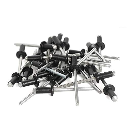 ISPINNER 100pcs 1/8" x 1/2" Aluminum Blind Rivets, 3.2 x 12.7mm Pop Rivets, Pack of 100 (Black) - size: 1/8" x 1/2"