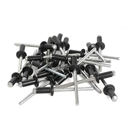 ISPINNER 100pcs 1/8" x 1/2" Aluminum Blind Rivets, 3.2 x 12.7mm Pop Rivets, Pack of 100 (Black) - size: 1/8" x 1/2"