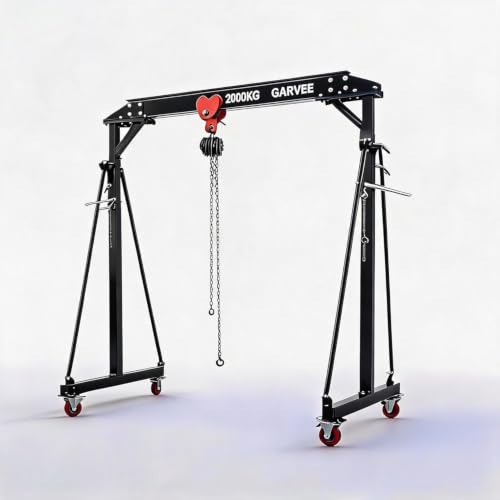 IDEALHOUSE 2 Ton Adjustable Gantry Crane, 5000 LBS Capacity Heavy Duty Alloy Steel Shop Crane with Manual Trolley, Chain Hoist & Complete Rigging Kit for Warehouse Factory Garage Auto Repair - size: 2 Ton (4400Lbs)