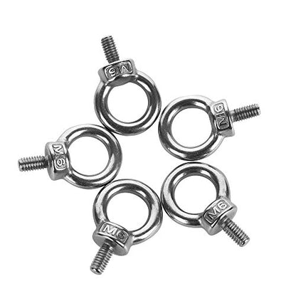 5Pcs 304 Stainless Steel M6 Male Thread Machinery Lifting Ring Eye Bolts