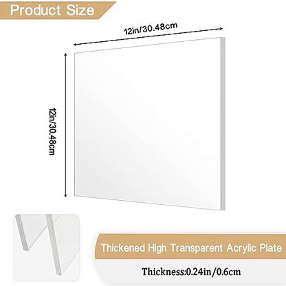 Clear Acrylic Sheet Plexiglass,1/4" Thick (6mm) Cast Acrylic Glass Sheet,Plexiglass Sheet for Craft Projects,Signs,Painting,Windows Replacement (2 Piece 12''x 12'') - size: 2 piece 12"×12'' 6mm