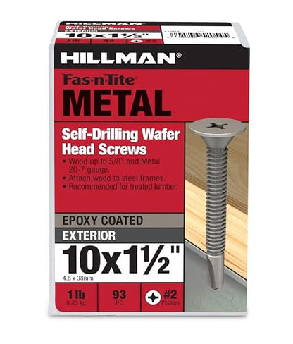 The Hillman Group 47304 10-24-Inch x 1-1/2-Inch Wafer Head Phillips Self Drilling Screw, 1-Pound, Silver
