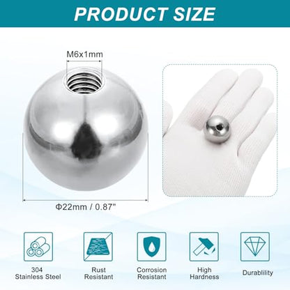 PATIKIL M6 x 22mm Ball Nuts Knob, 304 Stainless Steel Round Solid Silver Light Fixture Decorative Screw Cap Cover Machinery Hardware - size: M6x22mm