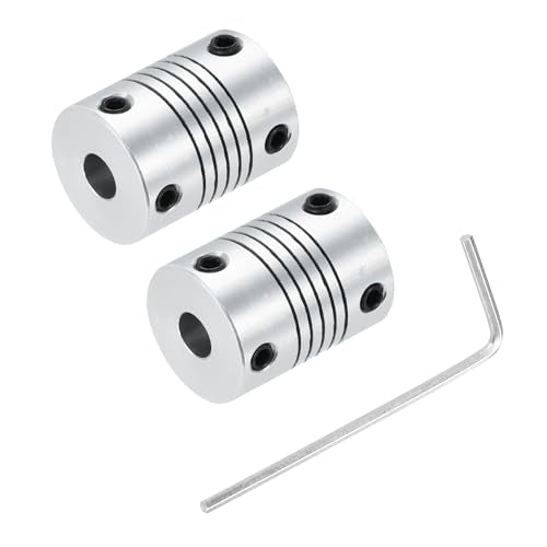 uxcell 2Pcs 6.35mm to 6mm Aluminum Alloy Shaft Coupling L25xD19 Flexible Coupler Beam for 3D Printer CNC Machine DIY Encoders and Motors Shaft,Silver - size: 6.35mm to 6mm