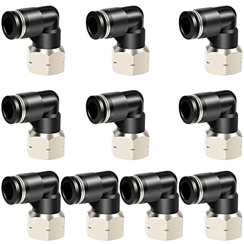 TAILONZ PNEUMATIC Female Elbow 5/32 Inch Tube OD x 1/4 Inch NPT Thread 90 Push to Connect Fittings PLF-5/32-N2 (Pack of 10) - size: 5/32'' OD 1/4''FNPT