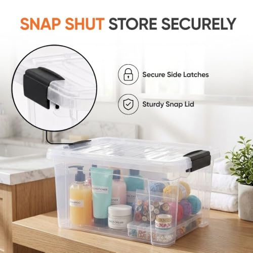 Superio 6.6 Quart Clear Plastic Storage Boxes with Lids, Stackable Organizer Containers, BPA-Free Storage Bins for Home, Office, School & Dorm, 1 Pack - size: 6.6 Quart