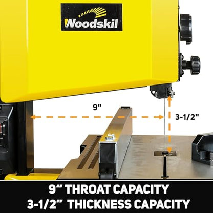 WOODSKIL 9-Inch Band Saw, 3-Amp Benchtop Bandsaw, 2500 FPM Blade Speed - size: 9 inch
