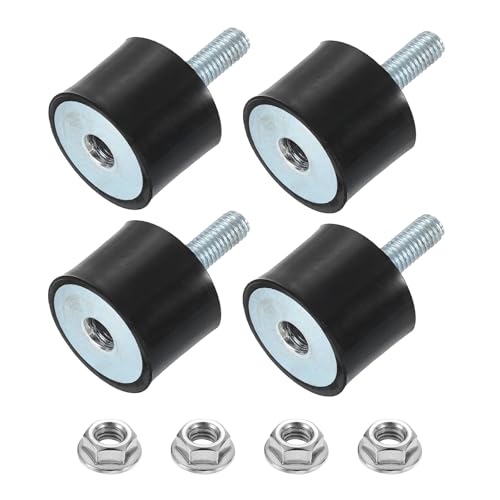 uxcell M5 Rubber Mounts, 4Pcs 20x15mm(DxH) Rubber Cylindrical Anti Vibration Isolator Shock Absorber with Lock Nut for Car Bobbin Generator Air Compressors - size: M5x15mm, 20x15mm Rubber