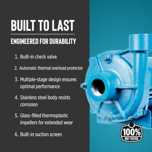 Little Giant 1.5 HP Cast Iron Centrifugal Pump, 115/230V, Blue - style: 1.5 HP, 5400 GPH
