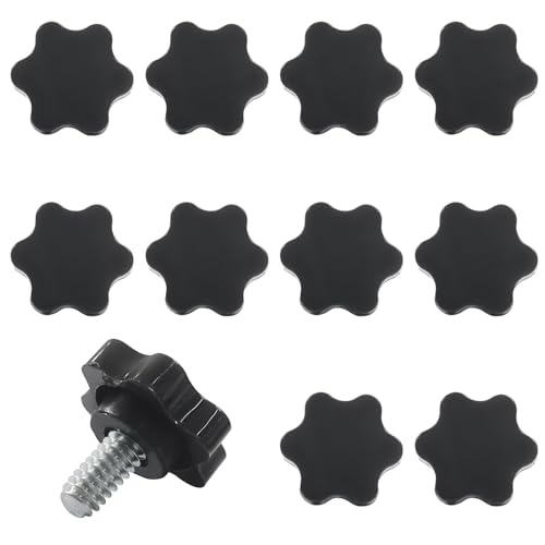 10Pcs 1/4"-20 Star Hand Knobs, Black, 1/4"-20 * 12 - size: 1/4"-20*12