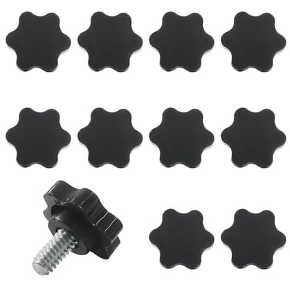 10Pcs 1/4"-20 Star Hand Knobs, Black, 1/4"-20 * 12 - size: 1/4"-20*12