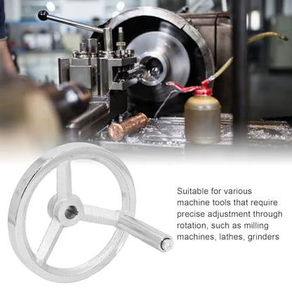 Walfront Lathe Handwheel 16x160MM Rotary Handwheel Chrome Plated Cast Iron Round Hand Wheel with Removable Handle Easy to Install