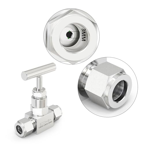 TAISHER 1PCS 304 Stainless Steel High Pressure Straight Needle Valve 1/8" Tube OD x 1/8" Tube OD For Flow Control Water Gas Oil - size: 1/8" OD