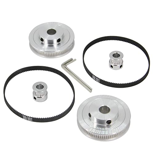 2PCS Set GT2 Synchronous Wheel 20&80 Teeth 10mm Bore Aluminum Timing Pulleys with 2PCS Length 250mm Width 6mm Belt (20-80T-10B-6) - style: 20-80T-10B-6