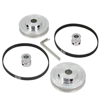 2PCS Set GT2 Synchronous Wheel 20&80 Teeth 10mm Bore Aluminum Timing Pulleys with 2PCS Length 250mm Width 6mm Belt (20-80T-10B-6) - style: 20-80T-10B-6