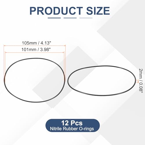 12pcs Nitrile Rubber O-Rings 101x105x2mm Metric NBR Sealing Gasket - size: 101mm x 105mm x 2mm