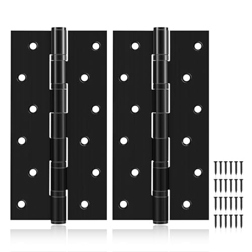 8" Ball Bearing Door Hinges 2 Pack, Heavy Duty Stainless Steel Hinge 8 x 4 Inch for Interior Exterior Doors, with Stainless Steel Screws, Matte Black - size: 8inch - 2 Pack