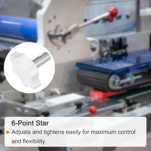 HARFINGTON 10pcs Star Knobs M6 x 30mm Male Thread 32mm Plastic 6-Point Head Stud Knob Hand Tightening Clamping Screw Replacement Threaded Handle, White - size: M6 x 30mm