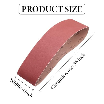 4 x 36 Sanding Belts 120 Grit, 15 Pack - color: 120 Grit, size: 4x36in