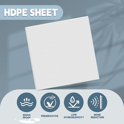 Sasylvia Hdpe Sheet, Hdpe Plastic Sheet Flexible High Density Polyethylene Cutting Board Solid Plastic Block for DIY Project Machining Home(1/2" X 4'' X 4'',White,2 Pcs)