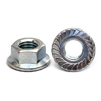 MonsterBolts - M3 Serrated Flange Nuts, DIN 6923, Zinc CR+3, 10 Pack - size: M3 - 0.50