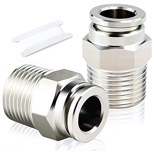 TAILONZ 304 Stainless Steel 5/16" x 3/8" NPT Push to Connect Straight 5Pcs - size: 5/16''OD 3/8''NPT