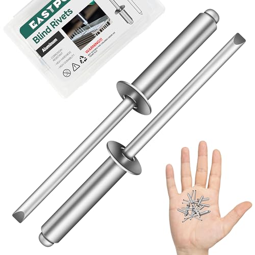 300 Pcs 1/8" x 1/2" Aluminum Blind Pro Rivets, 3.2 x 13mm Pop Rivets, 1/8 Rivet Aluminum Grip and Steel Mandrel - color: Silver, size: 1/8" x 1/2"