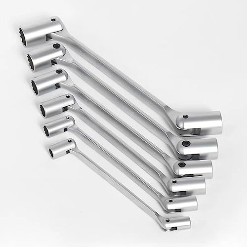 FLZOSPER 6-Piece Metric 8-19mm Double Flexible Socket Wrench Set, 12 Point with Storage Box
