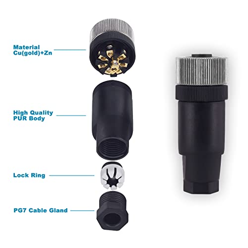 M12 8-Pin Female Circular Aviation Connector Plug 12mm Waterproof Circular Aviation Connector Plug Adapter 4 Pack - color: Female, size: 8Pin Straight