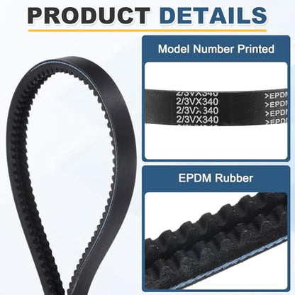 uxcell 2/3VX340 EPDM V-Belt, 2 Banded, 34" Outer Circ x 0.75" W x 0.39" Thk - size: 2/3VX340
