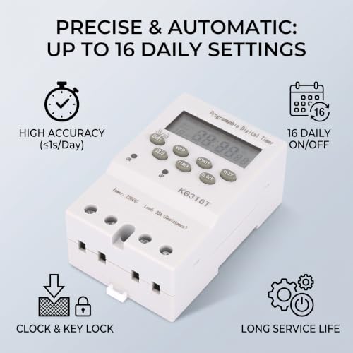 KG316T 220V Timer Switch, Keenso KG316T 220V Automatic Digital Timer Switch Microcomputer Time Control Switch Programmable Timer Switch