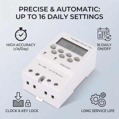 KG316T 220V Timer Switch, Keenso KG316T 220V Automatic Digital Timer Switch Microcomputer Time Control Switch Programmable Timer Switch