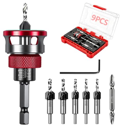 9 PCS Countersink Drill Bit Set, DIY Woodworking Drill Bits