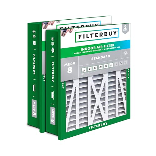 Filterbuy 20x20x5 Air Filter MERV 8 Dust & Allergy Defense (2-Pack) - size: 20x20x5 (Actual: 18.38 x 18.38 x 3.69)