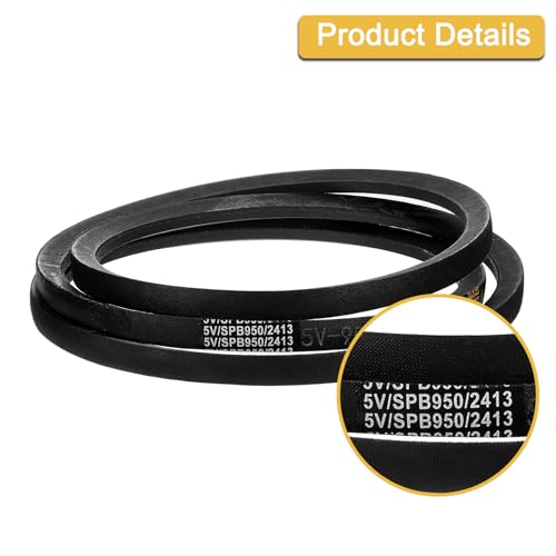 uxcell 5V950 V-Belt, Classic Wrapped Rubber V-Belt 95" Outside Circumference x 0.62" Width x 0.53" Height for Industrial Machinery Equipment, Black - size: 5V950