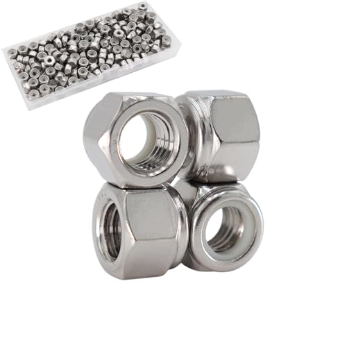 #6‑32 Lock Nut, 200Pcs 304 Stainless Steel Nylock Insert Locking Nuts - size: #6-32（200 pcs）