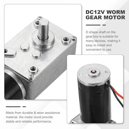 MECCANIXITY DC12V Worm Gear Motor, 10RPM 15mm D Shaft Self-Locking High Torque Speed Reduction Gear Motor for Automotive, Home Appliances, Robotics - style: 12V 10RPM