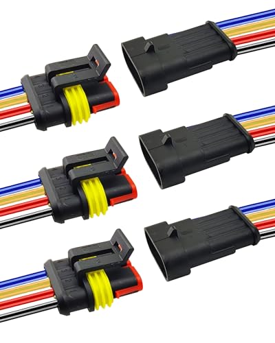 14AWG 4 Pin Waterproof Electrical Connector Quick Connect 3 Pack - size: 4 Pin