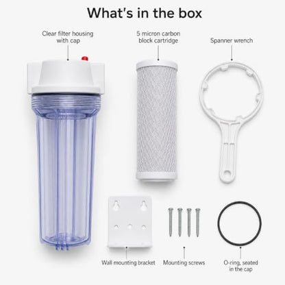 CFS Water Filter Housing Kit, 10 x 2.5 in, 1/2 in NPT, Carbon Block - size: 10 x 2.5 in, 1/2 in NPT