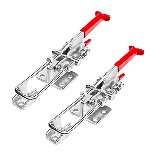 POWERTEC 2PK Toggle Clamp, 700 lbs Holding Capacity, 431 Self-Lock U-Bolt Adjustable Latch w/Antislip Hand Grip for Woodworking Jigs & Fixtures, Smoker, Tire Carrier, Tool Box, Cabinet (20341) - size: 2 Count (Pack of 1)